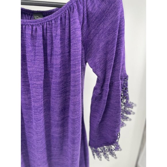 NWT Women’s Sweater‎ XL Purple Open Sleeve Lace Tunic Super Soft Pullover - Picture 10 of 10
